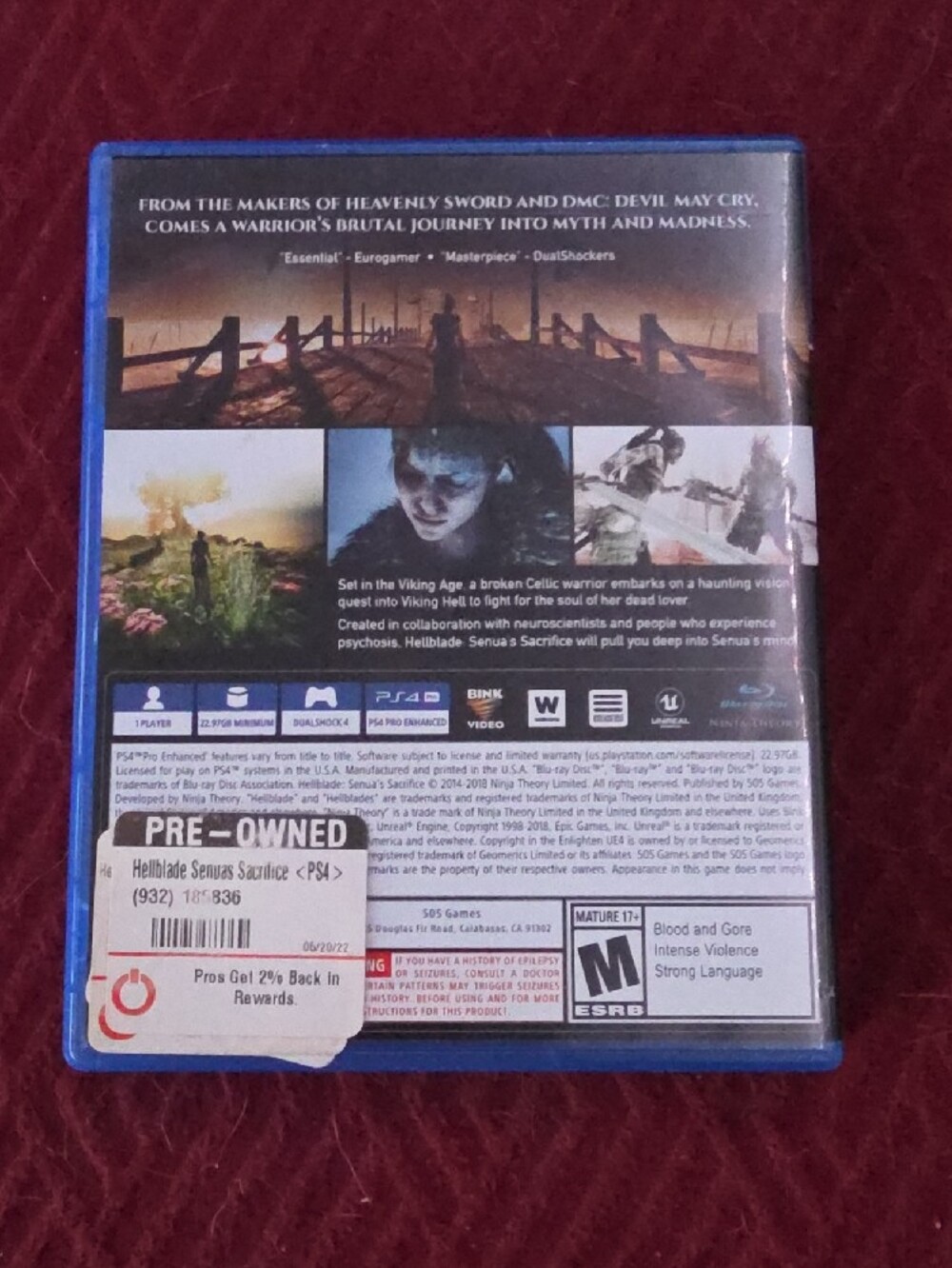 Sony PS4 Hellblade: Senua's Sacrifice - Black & Blue Cover - Picture 2 of 3